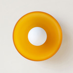 Disc Orb Outdoor Surface Mount - Brass Canopy / Sandblasted Amber