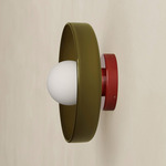 Disc Orb Outdoor Surface Mount - Oxide Red Canopy / Pistachio