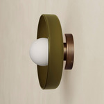 Disc Orb Outdoor Surface Mount - Patina Brass Canopy / Pistachio