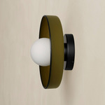 Disc Orb Outdoor Surface Mount - Black Canopy / Pistachio, Pistachio Rim