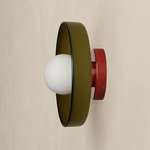 Disc Orb Outdoor Surface Mount - Oxide Red Canopy / Pistachio, Pistachio Rim