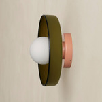 Disc Orb Outdoor Surface Mount - Peach Canopy / Pistachio, Pistachio Rim