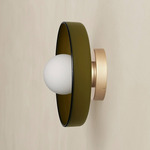 Disc Orb Outdoor Surface Mount - Brass Canopy / Pistachio, Pistachio Rim