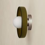 Disc Orb Outdoor Surface Mount - Pewter Canopy / Pistachio, Pistachio Rim