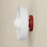 Disc Orb Outdoor Surface Mount - Oxide Red Canopy / Sandblasted White