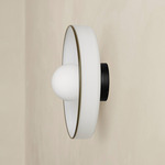 Disc Orb Outdoor Surface Mount - Black Canopy / Opaline, Pistachio Rim