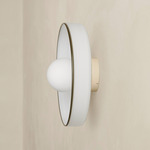 Disc Orb Outdoor Surface Mount - Bone Canopy / Opaline, Pistachio Rim