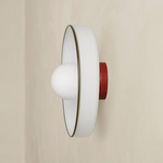 Disc Orb Outdoor Surface Mount - Oxide Red Canopy / Opaline, Pistachio Rim