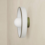 Disc Orb Outdoor Surface Mount - Reed Green Canopy / Opaline, Pistachio Rim