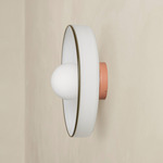 Disc Orb Outdoor Surface Mount - Peach Canopy / Opaline, Pistachio Rim