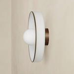 Disc Orb Outdoor Surface Mount - Patina Brass Canopy / Opaline, Pistachio Rim
