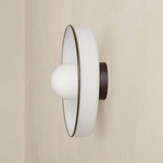 Disc Orb Outdoor Surface Mount - Blackened Brass Canopy / Opaline, Pistachio Rim