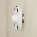 Disc Orb Outdoor Surface Mount - Pewter Canopy / Opaline, Pistachio Rim