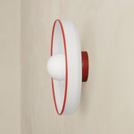Disc Orb Outdoor Surface Mount - Oxide Red Canopy / Opaline, Red Rim