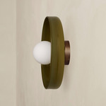 Disc Orb Outdoor Surface Mount - Patina Brass Canopy / Pistachio