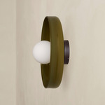 Disc Orb Outdoor Surface Mount - Blackened Brass Canopy / Pistachio