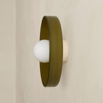 Disc Orb Outdoor Surface Mount - Bone Canopy / Pistachio, Pistachio Rim