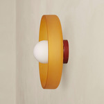 Disc Orb Outdoor Surface Mount - Oxide Red Canopy / Sandblasted Amber