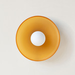 Disc Orb Outdoor Surface Mount - Brass Canopy / Sandblasted Amber