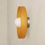 Disc Orb Outdoor Surface Mount - Pewter Canopy / Sandblasted Amber