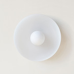 Disc Orb Outdoor Surface Mount - Brass Canopy / Sandblasted White