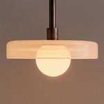 Disc Outdoor Pendant - Pewter / Opaline