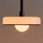 Disc Outdoor Pendant - Blackened Brass / Opaline / Red Rim