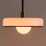 Disc Outdoor Pendant - Pewter / Opaline / Red Rim