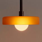 Disc Outdoor Pendant - Patina Brass / Sandblasted Amber