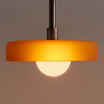 Disc Outdoor Pendant - Pewter / Sandblasted Amber