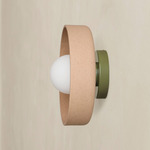 Ceramic Disc Outdoor Surface Mount - Reed Green / Tan Clay