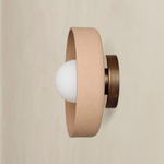 Ceramic Disc Outdoor Surface Mount - Patina Brass / Tan Clay