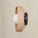 Ceramic Disc Outdoor Surface Mount - Blackened Brass / Tan Clay