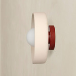 Ceramic Disc Outdoor Surface Mount - Oxide Red / White Clay