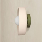 Ceramic Disc Outdoor Surface Mount - Reed Green / White Clay