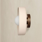 Ceramic Disc Outdoor Surface Mount - Patina Brass / White Clay