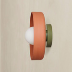 Ceramic Disc Outdoor Surface Mount - Reed Green / Terracotta