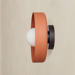 Ceramic Disc Outdoor Surface Mount - Blackened Brass / Terracotta