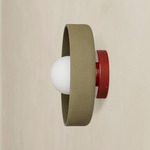 Ceramic Disc Outdoor Surface Mount - Oxide Red / Green Clay