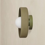 Ceramic Disc Outdoor Surface Mount - Reed Green / Green Clay