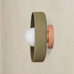 Ceramic Disc Outdoor Surface Mount - Peach / Green Clay