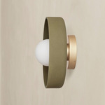 Ceramic Disc Outdoor Surface Mount - Brass / Green Clay