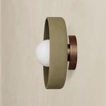 Ceramic Disc Outdoor Surface Mount - Patina Brass / Green Clay