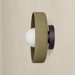 Ceramic Disc Outdoor Surface Mount - Blackened Brass / Green Clay