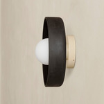 Ceramic Disc Outdoor Surface Mount - Bone / Black Clay