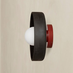 Ceramic Disc Outdoor Surface Mount - Oxide Red / Black Clay