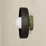 Ceramic Disc Outdoor Surface Mount - Reed Green / Black Clay