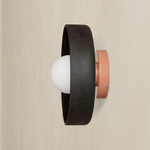 Ceramic Disc Outdoor Surface Mount - Peach / Black Clay