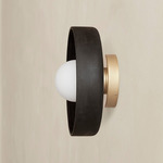 Ceramic Disc Outdoor Surface Mount - Brass / Black Clay
