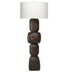 Totem Floor Lamp - Dark Wood / White Linen